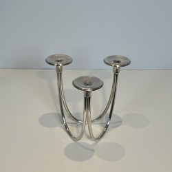 Pair of Candlesticks with Three Lights in Chrome Metal, Mo | Maison Barrois