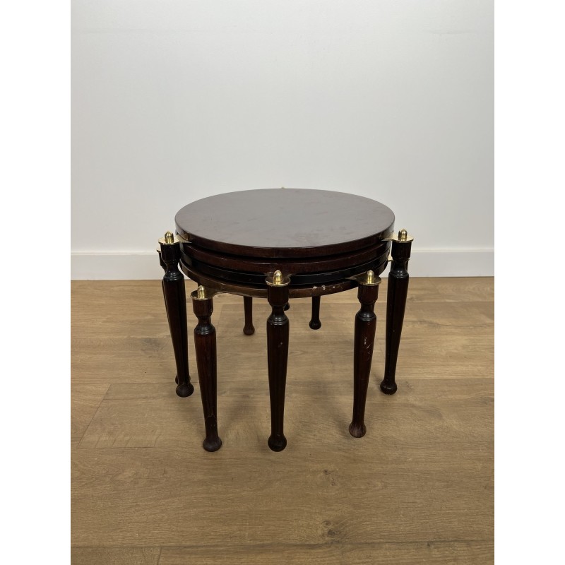 Set of Four Fan-Pivoting Nesting Tables in Mahogany with T | Maison Barrois
