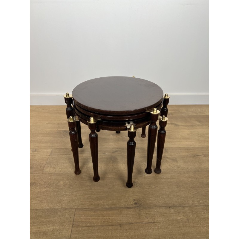 Set of Four Fan-Pivoting Nesting Tables in Mahogany with T | Maison Barrois
