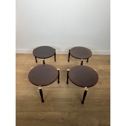 Set of Four Fan-Pivoting Nesting Tables in Mahogany with T | Maison Barrois