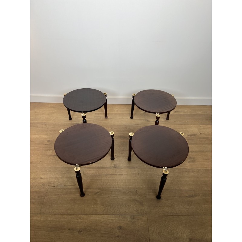 Set of Four Fan-Pivoting Nesting Tables in Mahogany with T | Maison Barrois