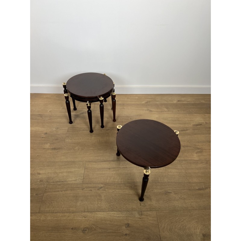 Set of Four Fan-Pivoting Nesting Tables in Mahogany with T | Maison Barrois