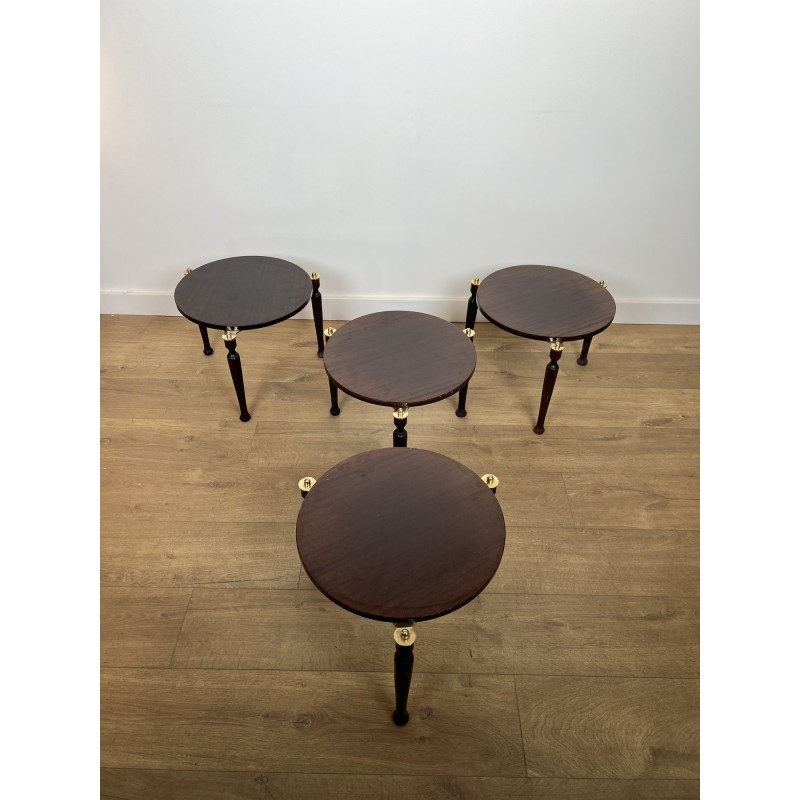 Set of Four Fan-Pivoting Nesting Tables in Mahogany with T | Maison Barrois