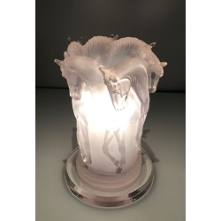 Lucite Table Lamp with Horse Figures, in the Style of Maison Lalique, French Work, circa 1970
