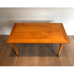 Cherrywood Coffee Table with Tapered Legs and Brass Sabots | Maison Barrois