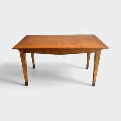 Cherrywood Coffee Table with Tapered Legs and Brass Sabots | Maison Barrois