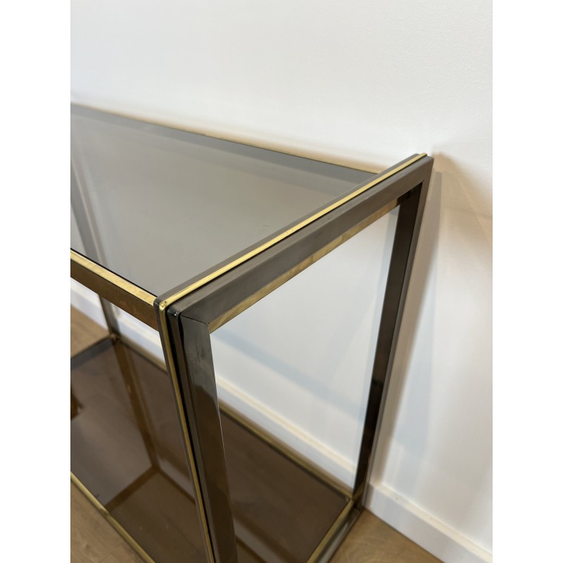Console in Gunmetal Metal and Brass Fillets with Two Smoke | Maison Barrois