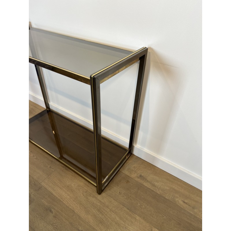 Console in Gunmetal Metal and Brass Fillets with Two Smoke | Maison Barrois