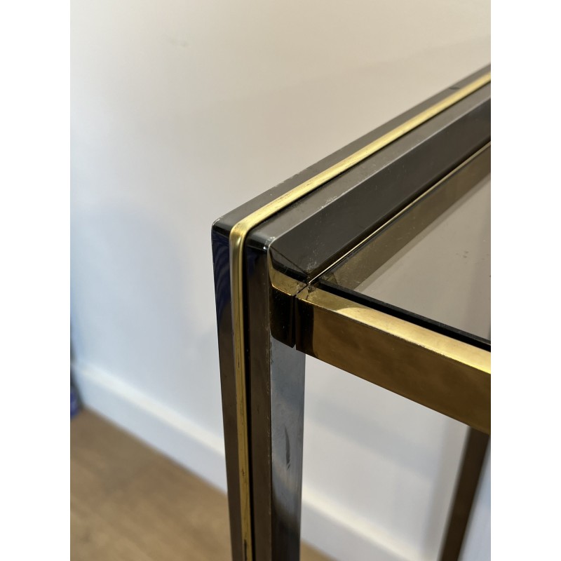 Console in Gunmetal Metal and Brass Fillets with Two Smoke | Maison Barrois