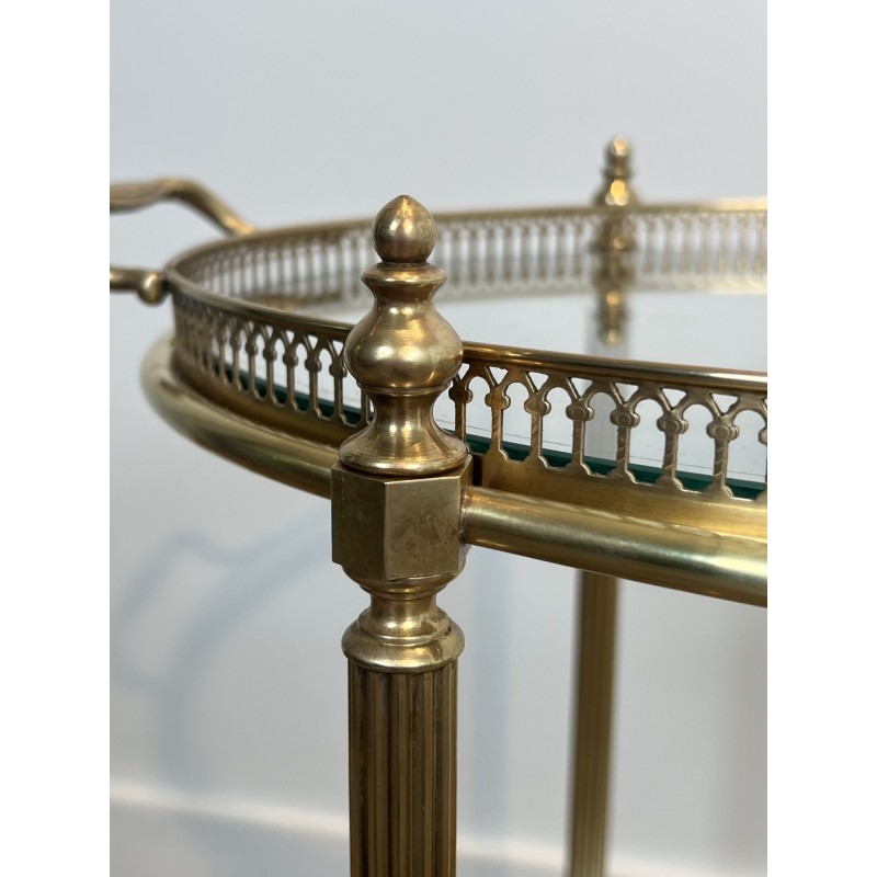 Oval Brass Bar Cart, Pinecone Finials, Bottle Holder and L | Maison Barrois
