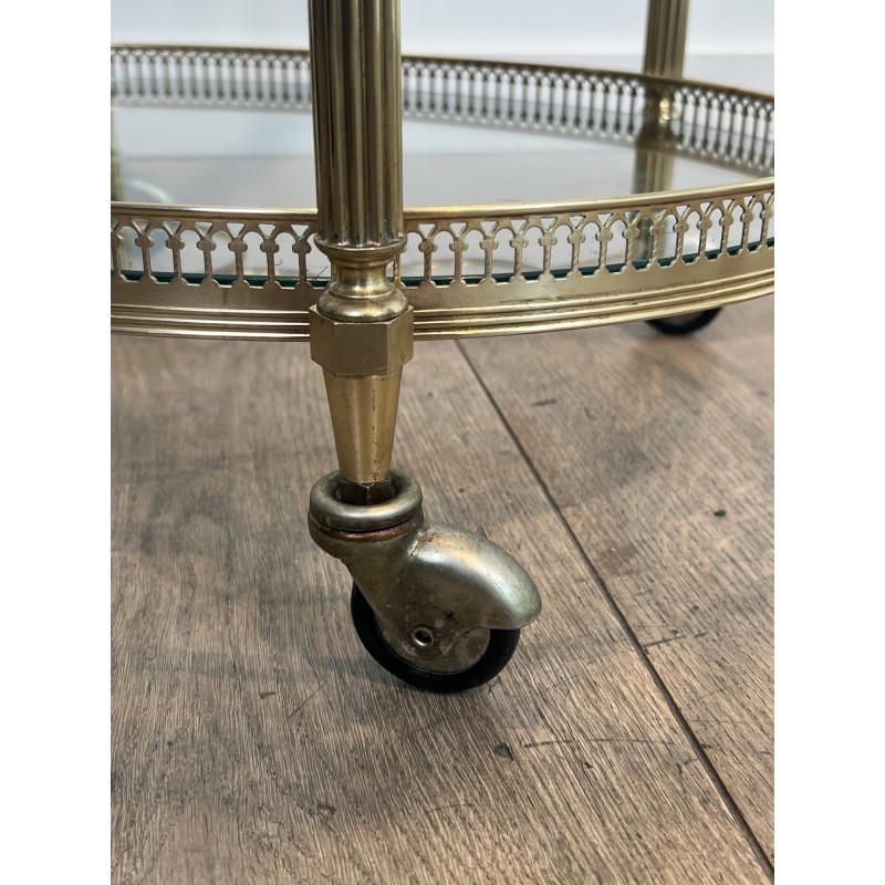 Oval Brass Bar Cart, Pinecone Finials, Bottle Holder and L | Maison Barrois