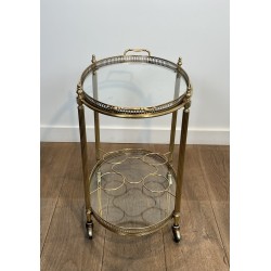 Oval Brass Bar Cart, Pinecone Finials, Bottle Holder and L | Maison Barrois