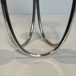 Pair of Candlesticks with Three Lights in Chrome Metal, Mo | Maison Barrois