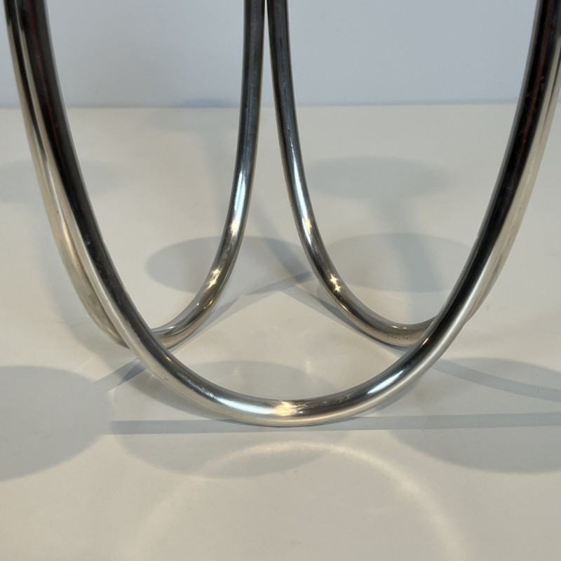 Pair of Candlesticks with Three Lights in Chrome Metal, Mo | Maison Barrois