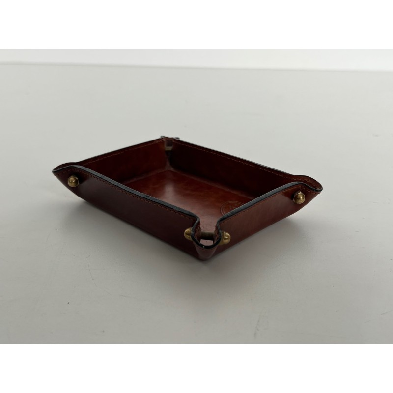 Vide-Poche in Cognac Topstitched Leather and Brass, Neocla | Maison Barrois