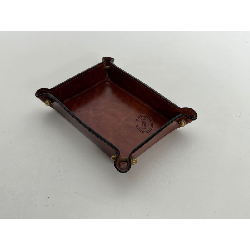 Vide-Poche in Cognac Topstitched Leather and Brass, Neocla | Maison Barrois