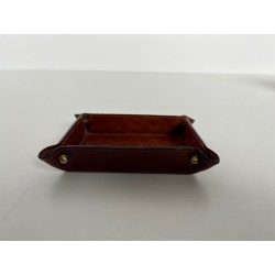Vide-Poche in Cognac Topstitched Leather and Brass, Neocla | Maison Barrois