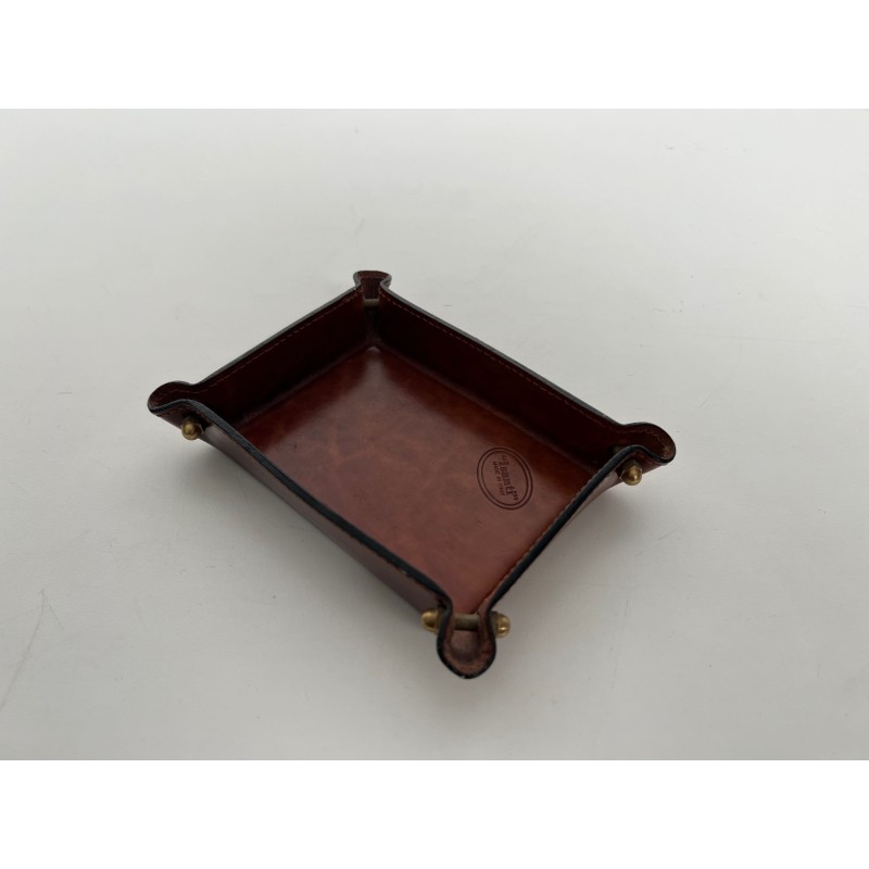 Vide-Poche in Cognac Topstitched Leather and Brass, Neocla | Maison Barrois