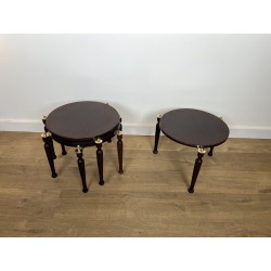 Set of Four Fan-Pivoting Nesting Tables in Mahogany with T | Maison Barrois