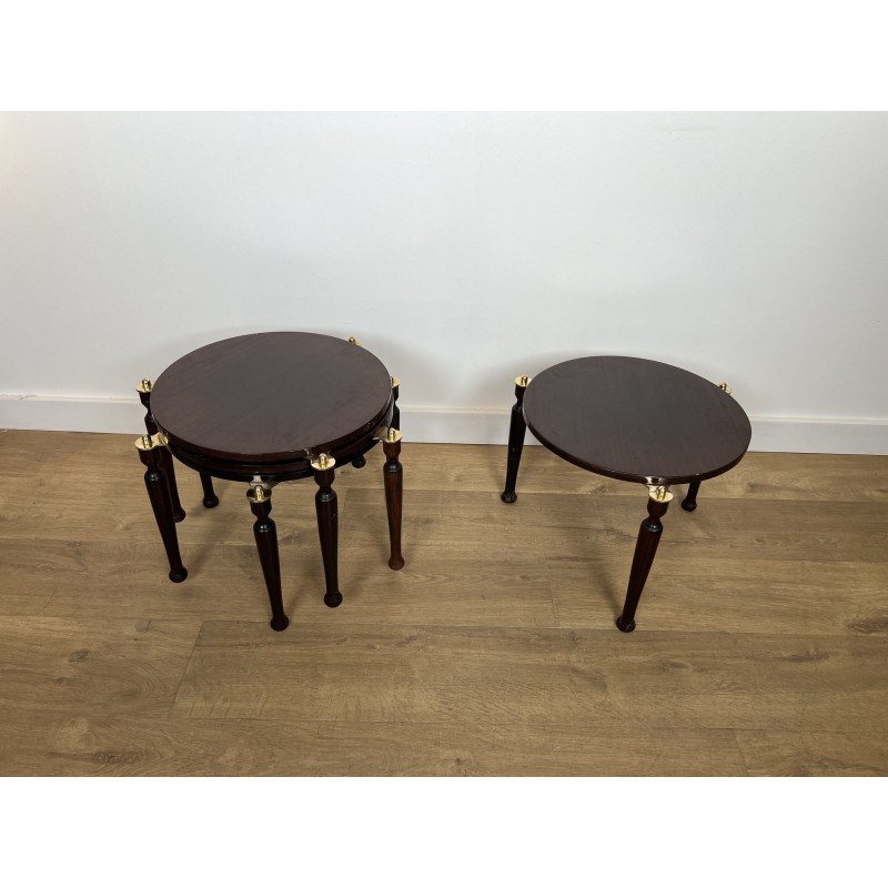 Set of Four Fan-Pivoting Nesting Tables in Mahogany with T | Maison Barrois
