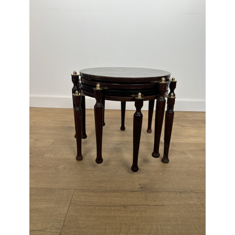 Set of Four Fan-Pivoting Nesting Tables in Mahogany with T | Maison Barrois