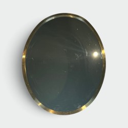 Oval Mirror with Brass Frame, Italian Work, circa 1970 | Maison Barrois