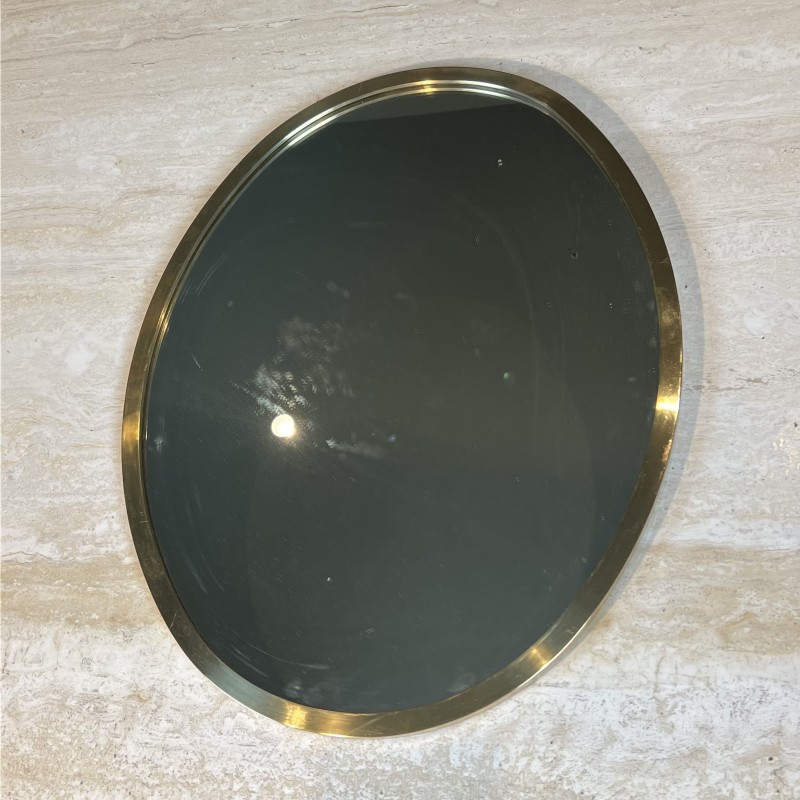 Oval Mirror with Brass Frame, Italian Work, circa 1970 | Maison Barrois
