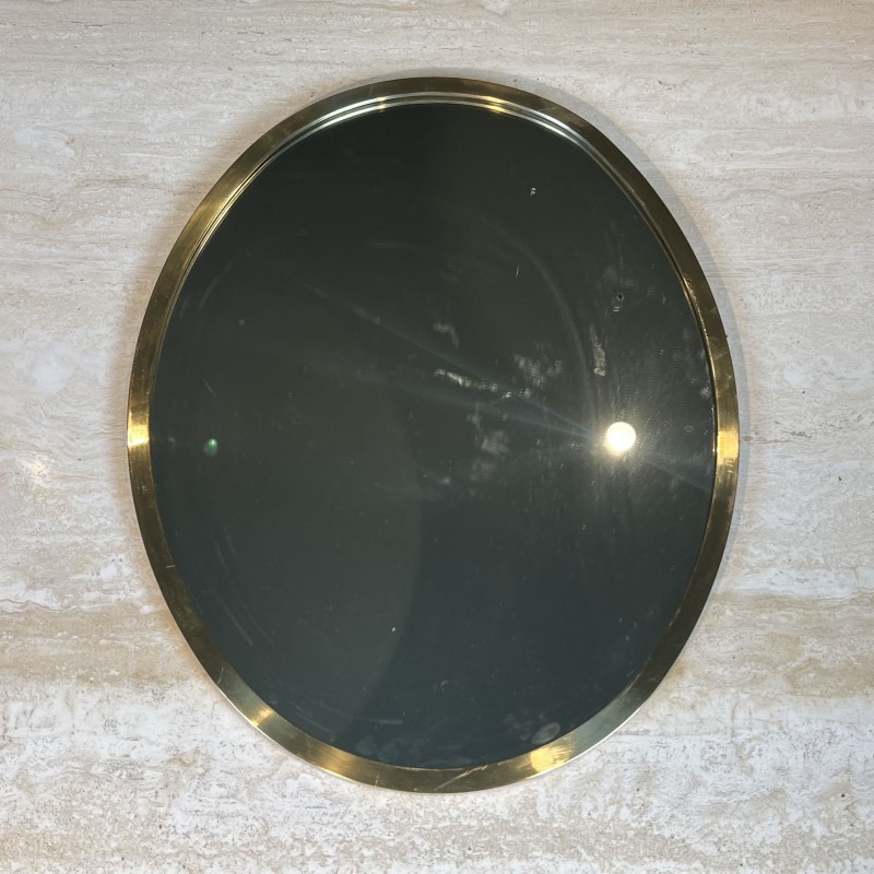 Oval Mirror with Brass Frame, Italian Work, circa 1970 | Maison Barrois
