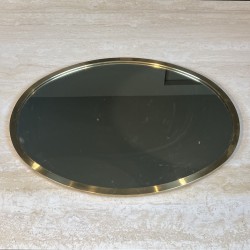 Oval Mirror with Brass Frame, Italian Work, circa 1970 | Maison Barrois