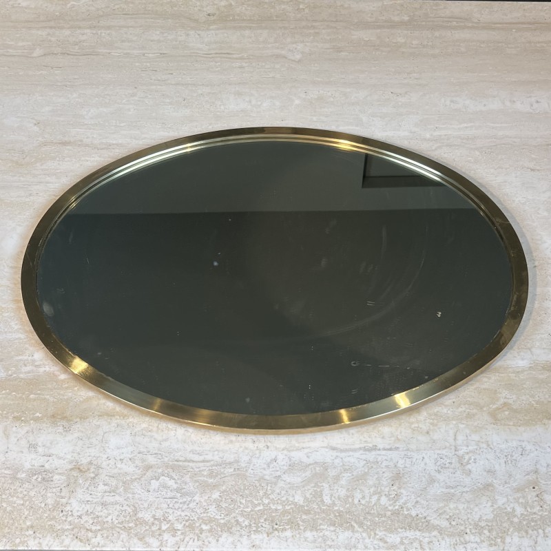 Oval Mirror with Brass Frame, Italian Work, circa 1970 | Maison Barrois