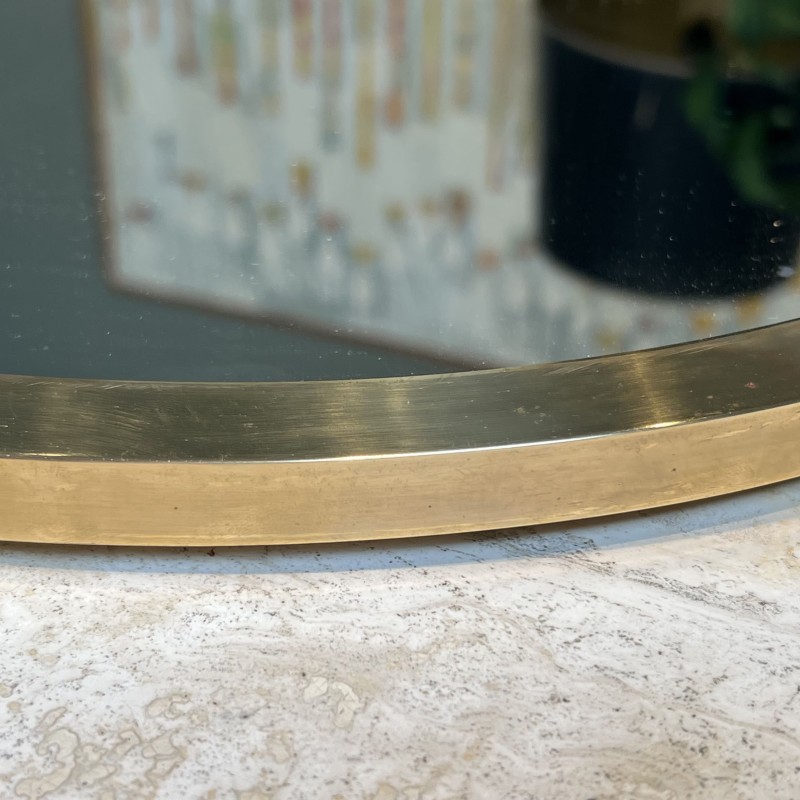 Oval Mirror with Brass Frame, Italian Work, circa 1970 | Maison Barrois