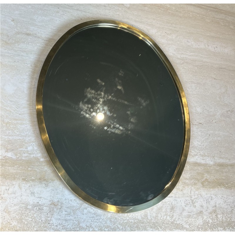 Oval Mirror with Brass Frame, Italian Work, circa 1970 | Maison Barrois