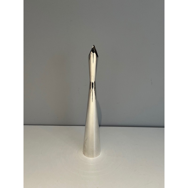 Silvered Metal Bud Vase, Italian Work, “Cardinale”, circa | Maison Barrois