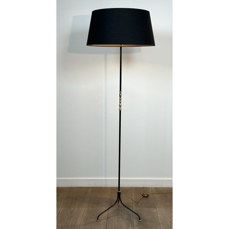 Tripod Floor Lamp in Black Lacquered Metal, Shaft Adorned | Maison Barrois