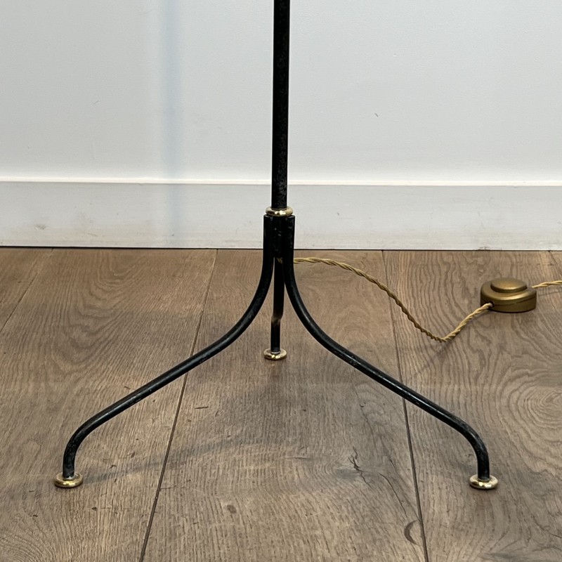 Tripod Floor Lamp in Black Lacquered Metal, Shaft Adorned | Maison Barrois