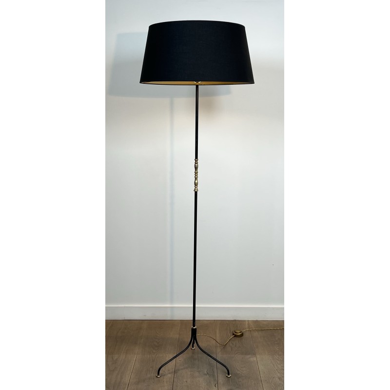 Tripod Floor Lamp in Black Lacquered Metal, Shaft Adorned | Maison Barrois