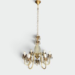 Pineapple Chandelier in Cut Glass and Gilt Brass with Six | Maison Barrois