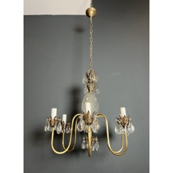 Pineapple Chandelier in Cut Glass and Gilt Brass with Six | Maison Barrois