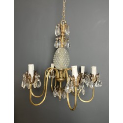 Pineapple Chandelier in Cut Glass and Gilt Brass with Six | Maison Barrois