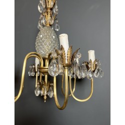 Pineapple Chandelier in Cut Glass and Gilt Brass with Six | Maison Barrois