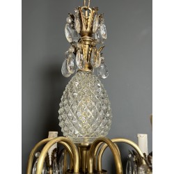 Pineapple Chandelier in Cut Glass and Gilt Brass with Six | Maison Barrois