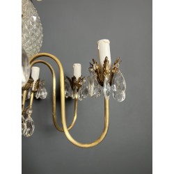 Pineapple Chandelier in Cut Glass and Gilt Brass with Six | Maison Barrois