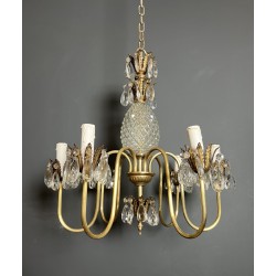 Pineapple Chandelier in Cut Glass and Gilt Brass with Six | Maison Barrois