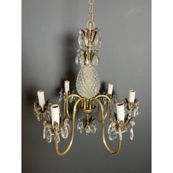 Pineapple Chandelier in Cut Glass and Gilt Brass with Six | Maison Barrois