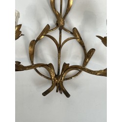 Set of Four Two-Light Sconces in Gilt Metal with Foliage D | Maison Barrois