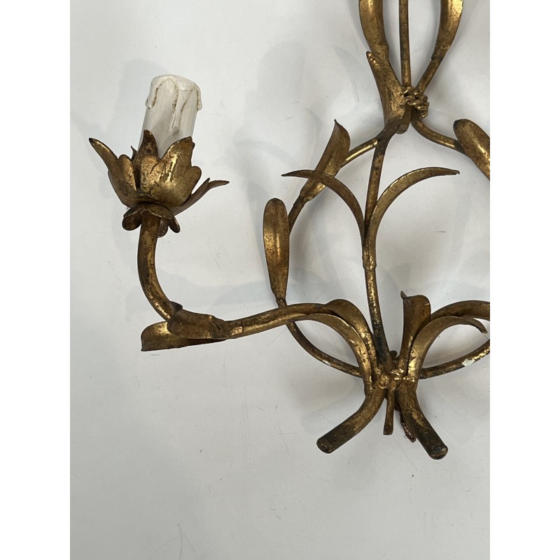 Set of Four Two-Light Sconces in Gilt Metal with Foliage D | Maison Barrois