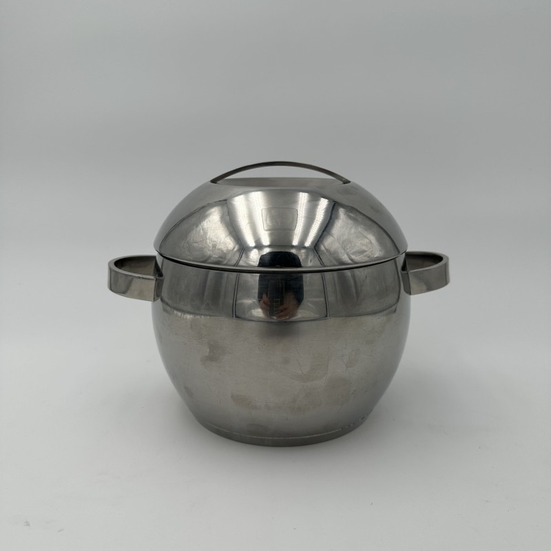 Ball-Shaped Ice Bucket in Stainless Steel, Scandinavian Wo | Maison Barrois
