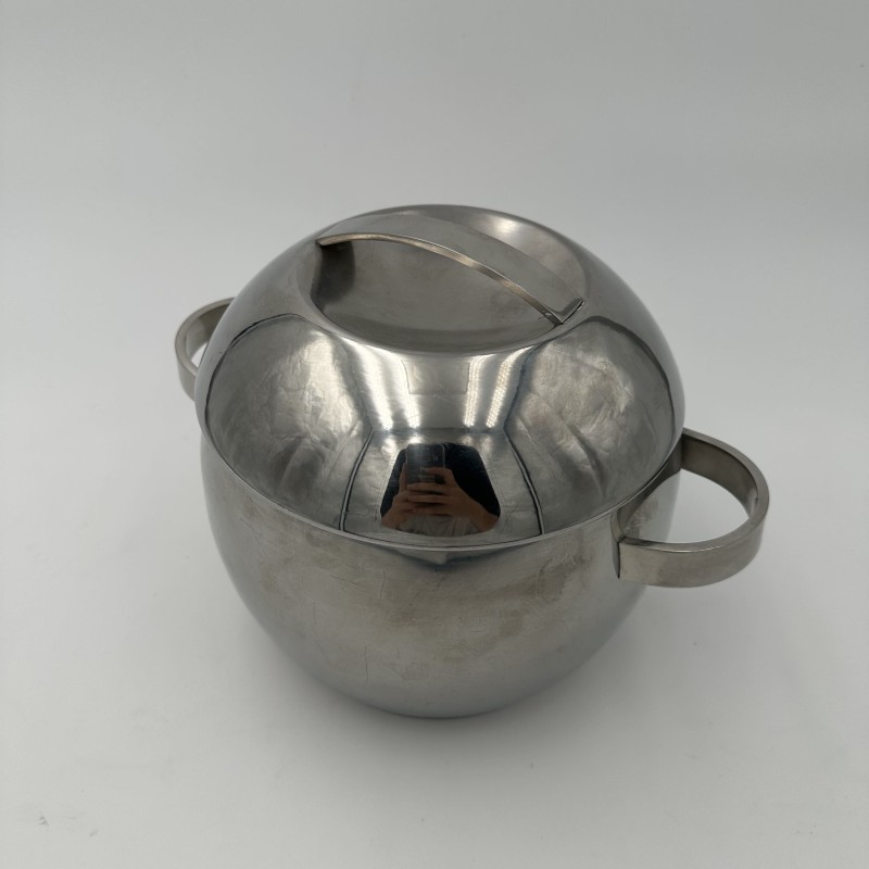 Ball-Shaped Ice Bucket in Stainless Steel, Scandinavian Wo | Maison Barrois