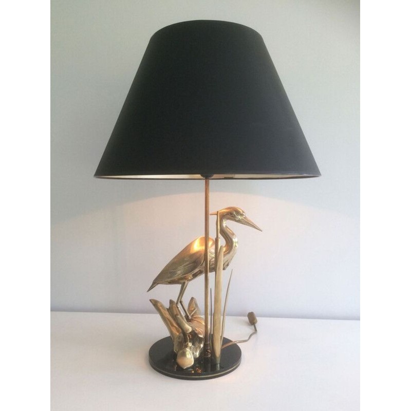 Fine Brass Heron Table Lamp, French Work, circa 1970