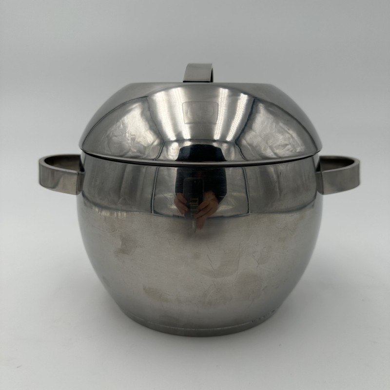 Ball-Shaped Ice Bucket in Stainless Steel, Scandinavian Wo | Maison Barrois